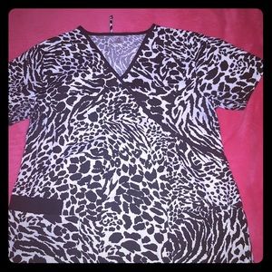 Black and White Scrub Top